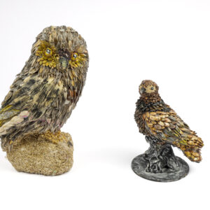 Búho y Pájaro Decorativo hecho con semillas naturales