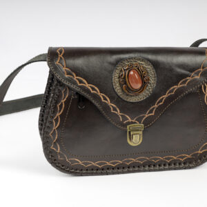 Bolso Artesanal de Cuero con Piedra Natural – Diseño Exclusivo Hecho a Mano